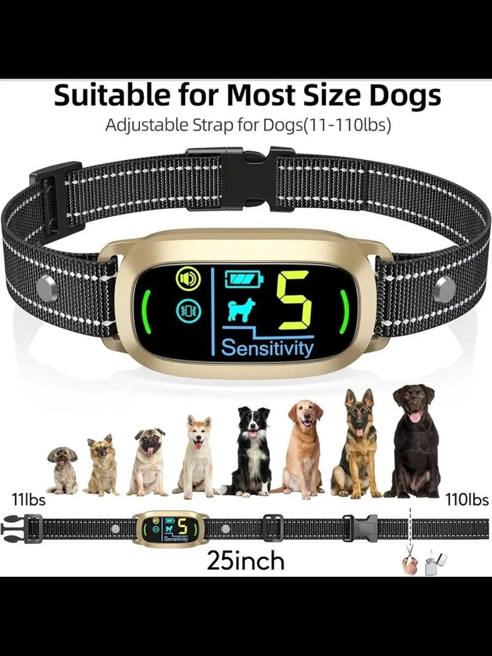 FAFAFROG Rechargeable Smart Dog Bark Training Collar with 5 Sensitivity Levels